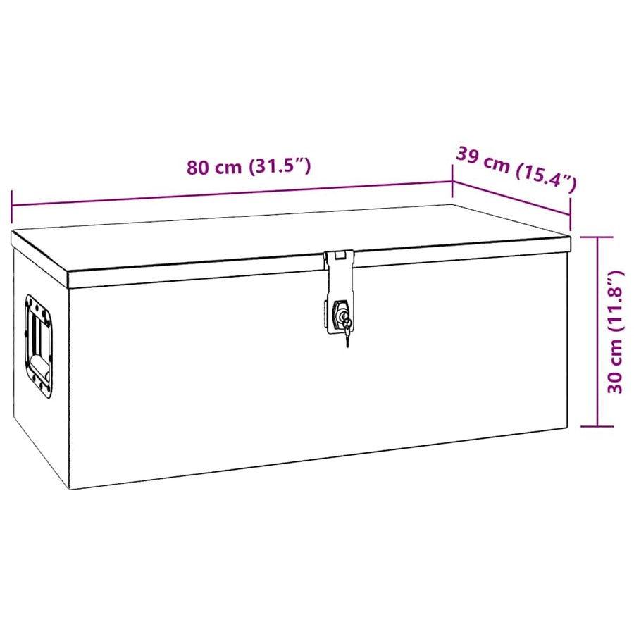 Storage Box Black 80x39x30 cm Aluminium