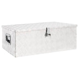 Storage Box Silver 90x47x33.5 cm Aluminium - Front View