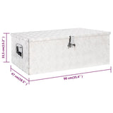 Storage Box Silver 90x47x33.5 cm Aluminium - Extra Image