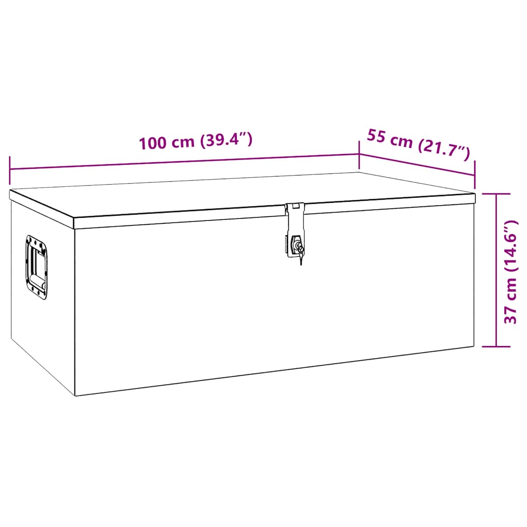 Storage Box Silver 100x55x37 cm Aluminium