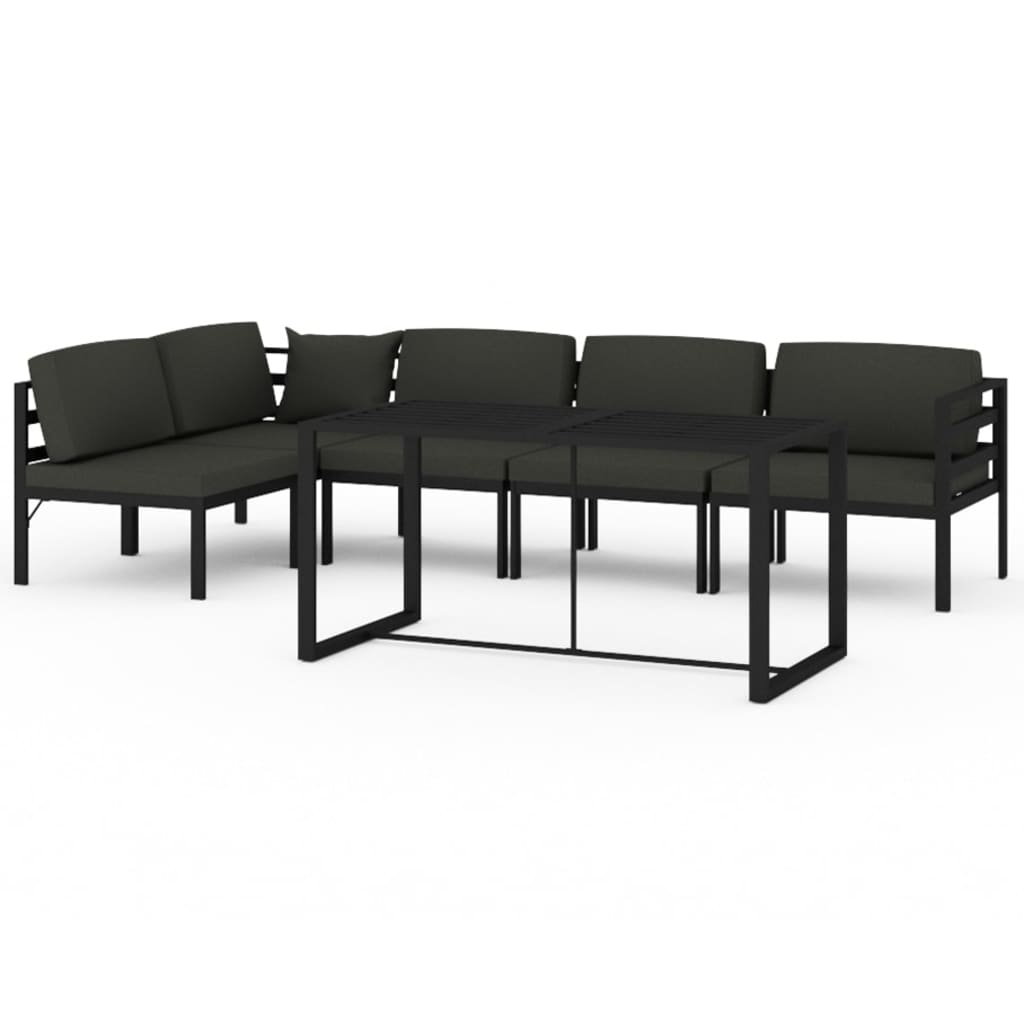 6 Piece Garden Lounge Set with Cushions Aluminium Anthracite