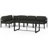 6 Piece Garden Lounge Set with Cushions Aluminium Anthracite - Front View