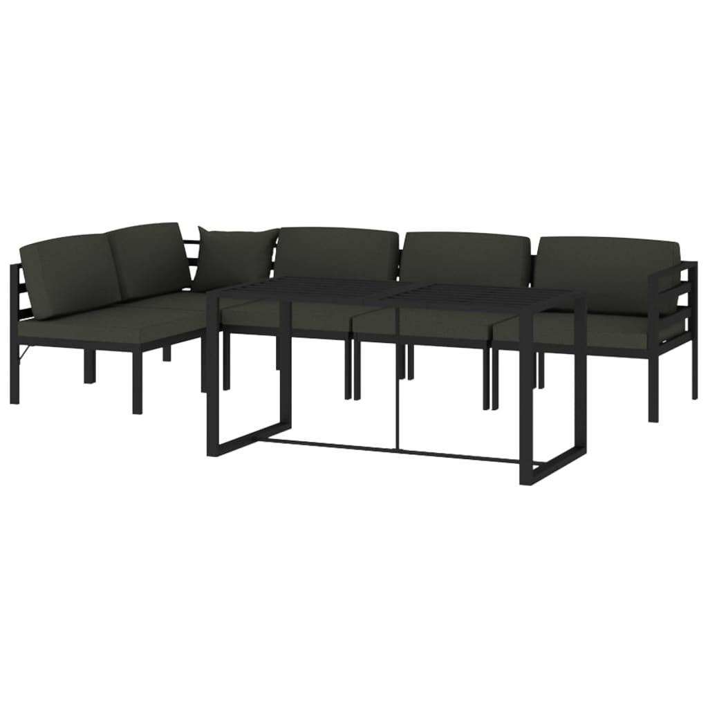 6 Piece Garden Lounge Set with Cushions Aluminium Anthracite