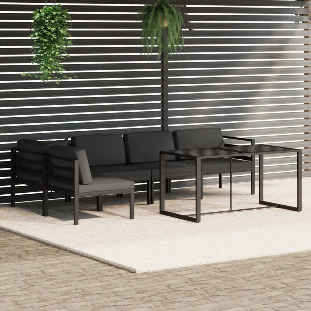 6 Piece Garden Lounge Set with Cushions Aluminium Anthracite