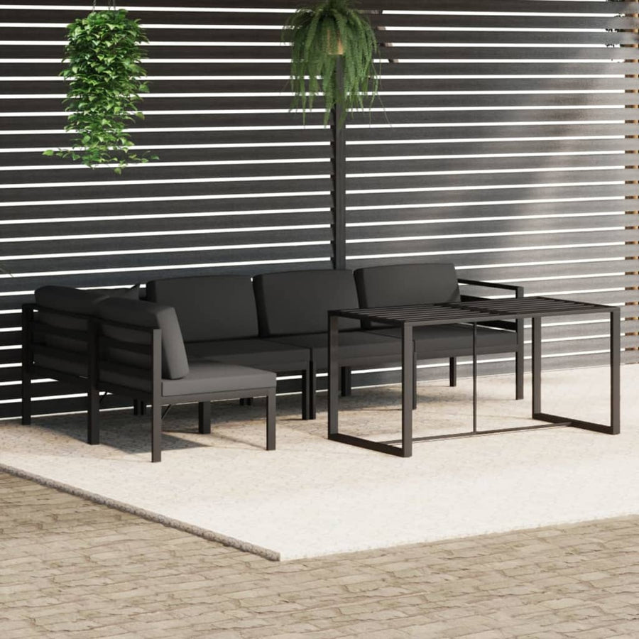 6 Piece Garden Lounge Set with Cushions Aluminium Anthracite