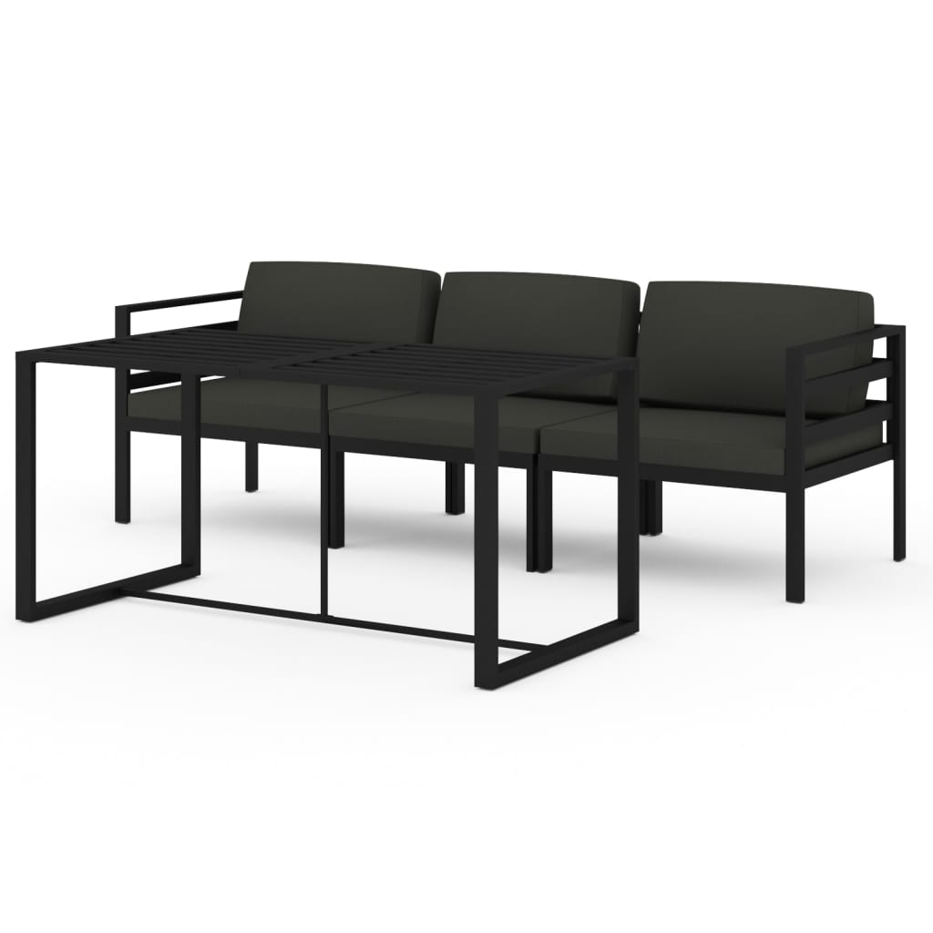 4 Piece Garden Lounge Set with Cushions Aluminium Anthracite