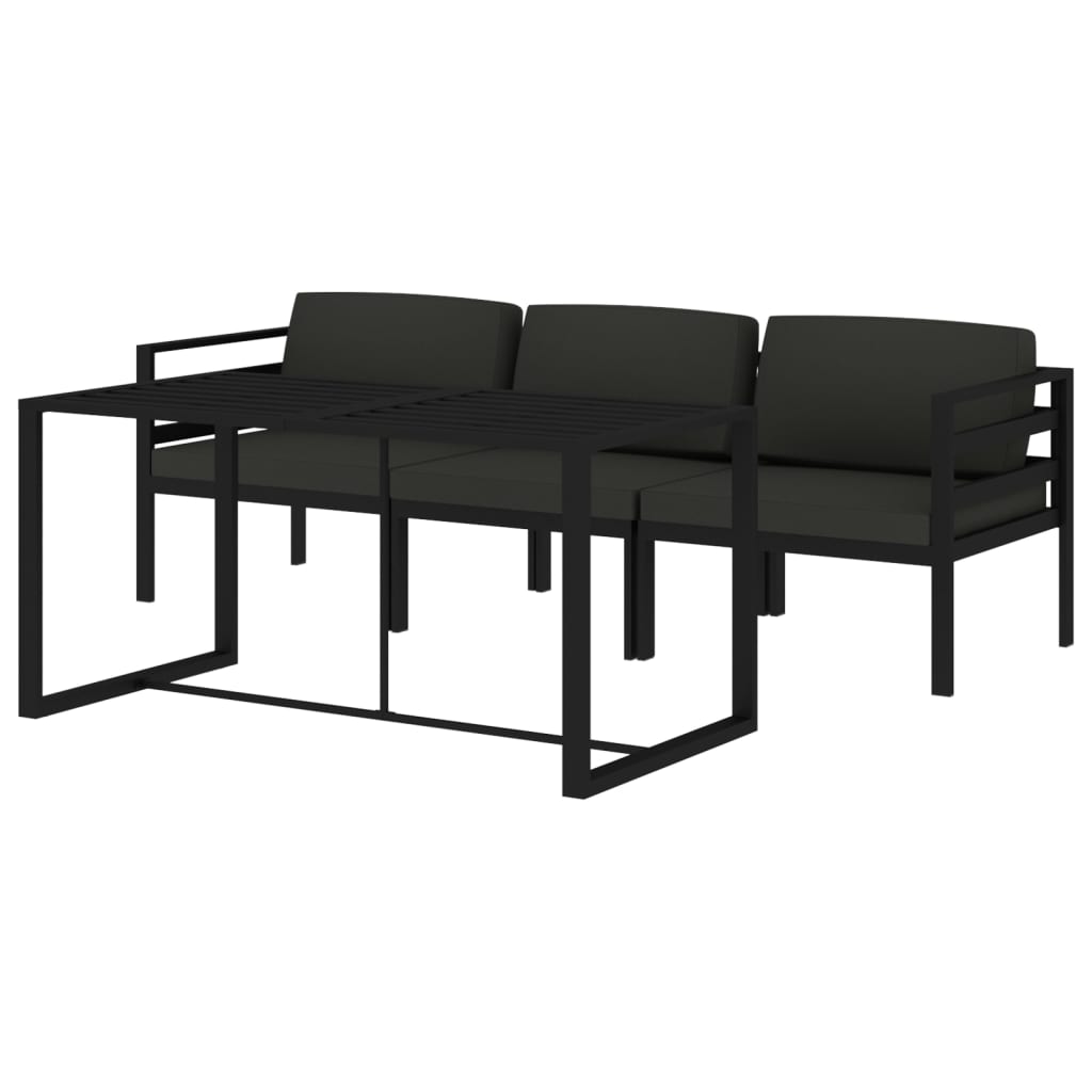 4 Piece Garden Lounge Set with Cushions Aluminium Anthracite