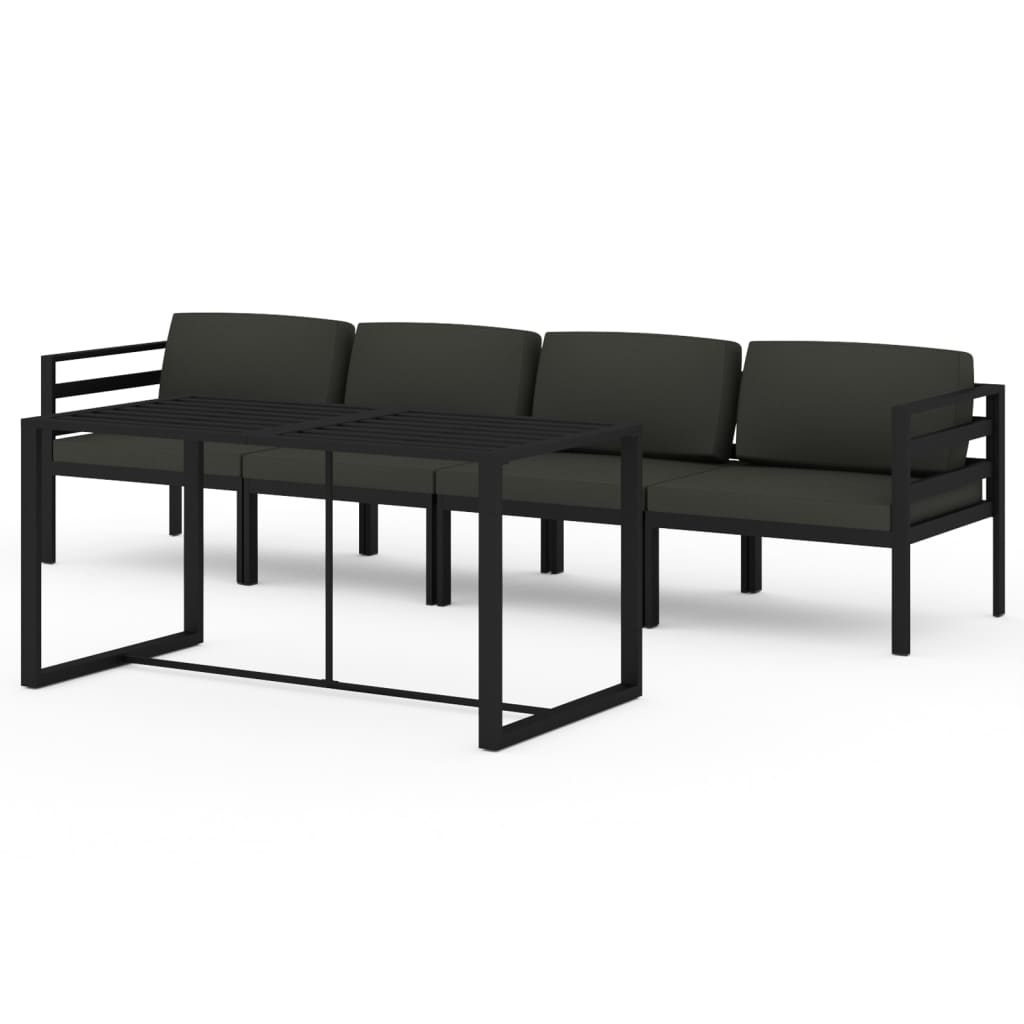 5 Piece Garden Lounge Set with Cushions Aluminium Anthracite