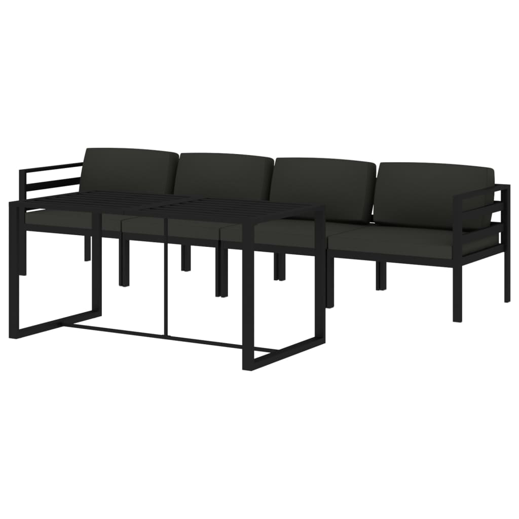 5 Piece Garden Lounge Set with Cushions Aluminium Anthracite