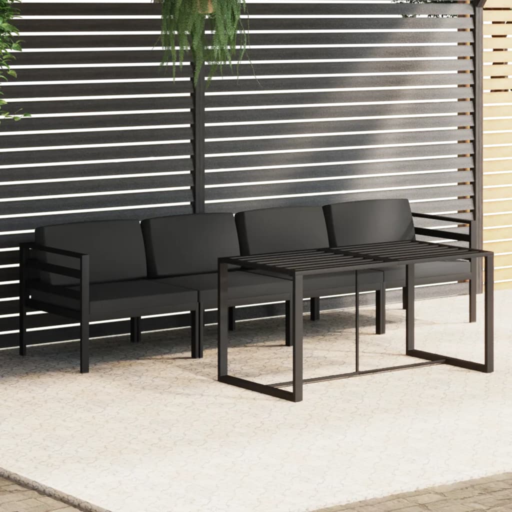 5 Piece Garden Lounge Set with Cushions Aluminium Anthracite