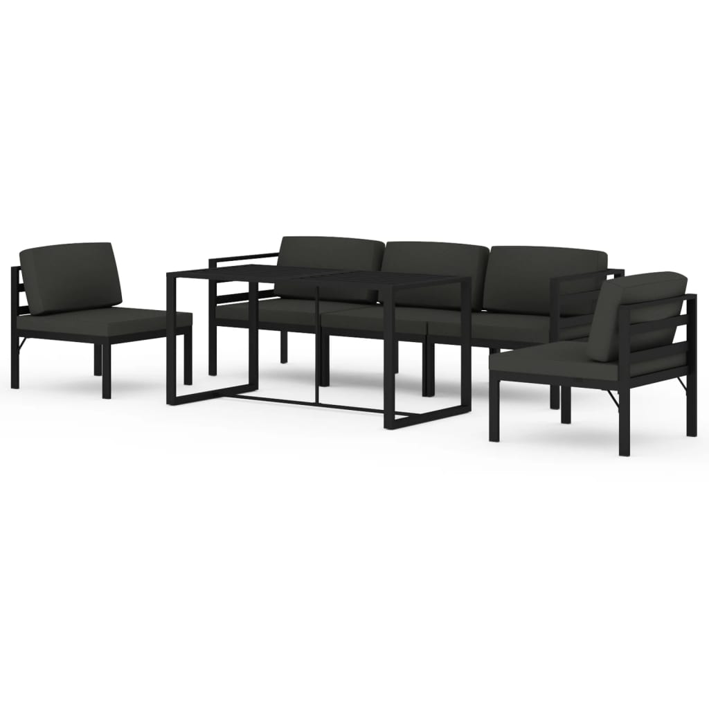 6 Piece Garden Lounge Set with Cushions Aluminium Anthracite