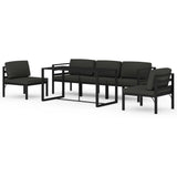 6 Piece Garden Lounge Set with Cushions Aluminium Anthracite - Front View