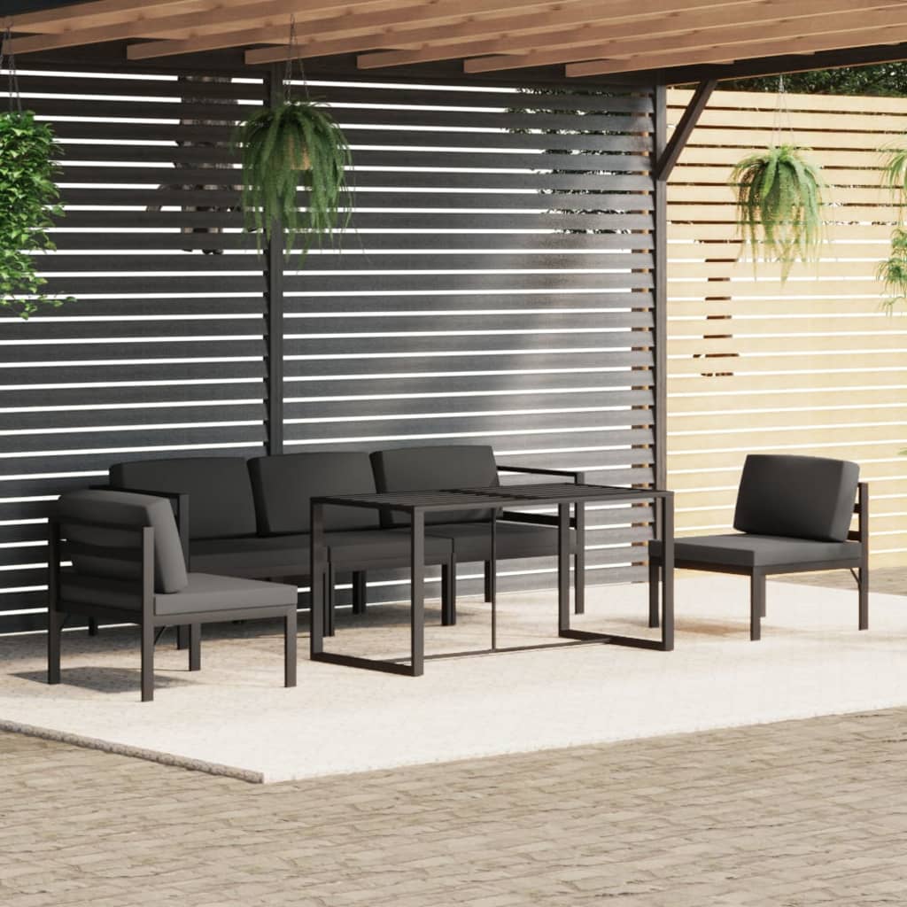 6 Piece Garden Lounge Set with Cushions Aluminium Anthracite