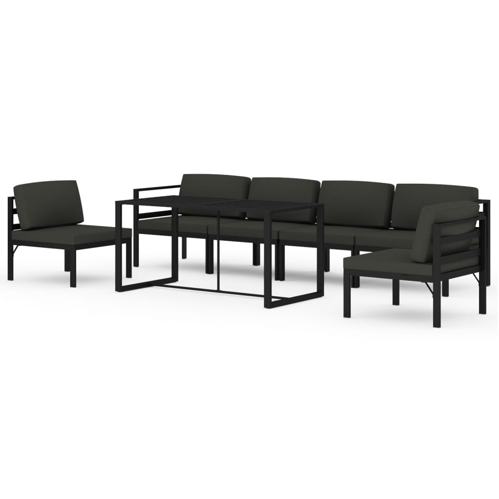 7 Piece Garden Lounge Set with Cushions Aluminium Anthracite