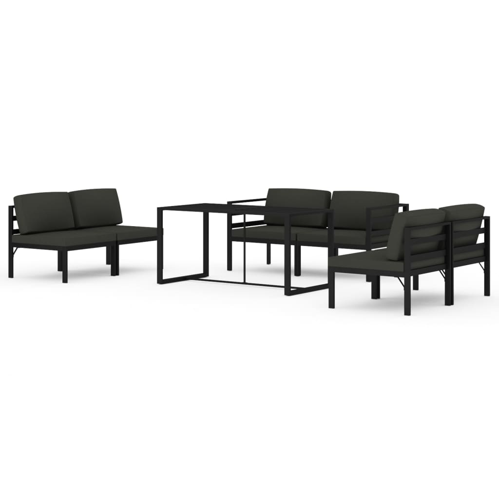 7 Piece Garden Lounge Set with Cushions Aluminium Anthracite
