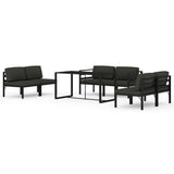 7 Piece Garden Lounge Set with Cushions Aluminium Anthracite - Front View
