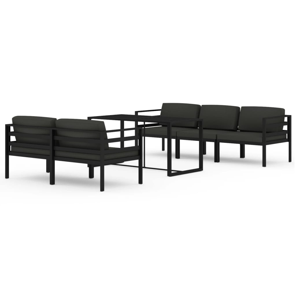 6 Piece Garden Lounge Set with Cushions Aluminium Anthracite