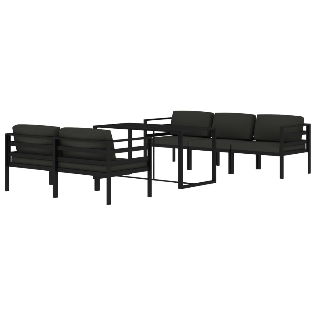 6 Piece Garden Lounge Set with Cushions Aluminium Anthracite