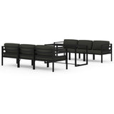 7 Piece Garden Lounge Set with Cushions Aluminium Anthracite - Front View