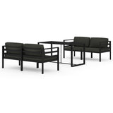 5 Piece Garden Lounge Set with Cushions Aluminium Anthracite - Front View