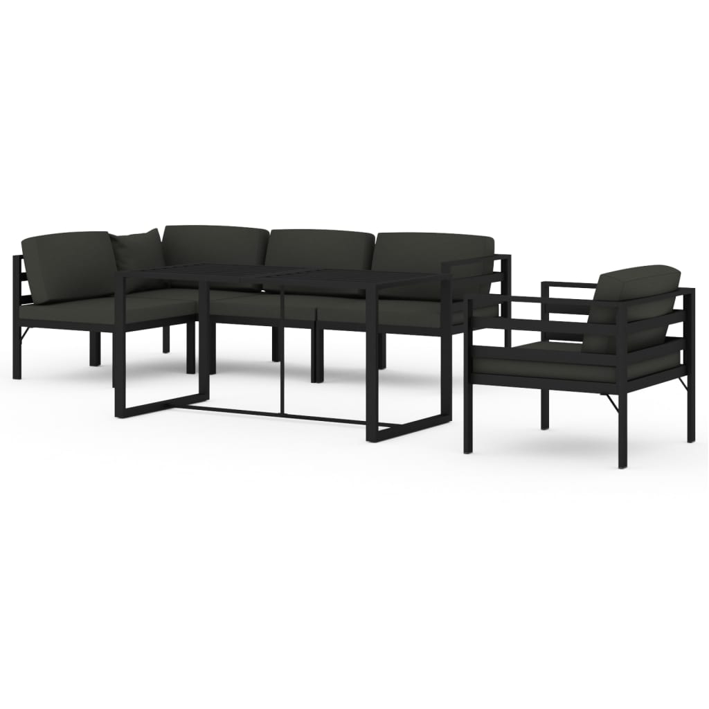 6 Piece Garden Lounge Set with Cushions Aluminium Anthracite