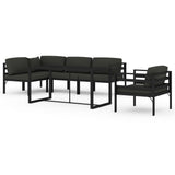 6 Piece Garden Lounge Set with Cushions Aluminium Anthracite - Front View