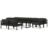 10 Piece Garden Lounge Set with Cushions Aluminium Anthracite - Front View