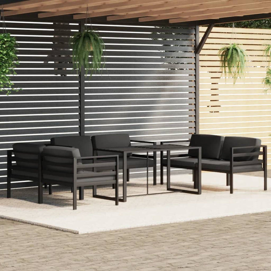 7 Piece Garden Lounge Set with Cushions Aluminium Anthracite