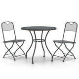3 Piece Garden Dining Set Expanded Metal Mesh Anthracite - Front View