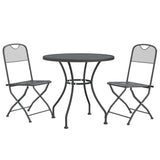 3 Piece Garden Dining Set Expanded Metal Mesh Anthracite - Side View