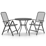 3 Piece Garden Dining Set Expanded Metal Mesh Anthracite - Front View