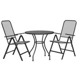 3 Piece Garden Dining Set Expanded Metal Mesh Anthracite - Side View