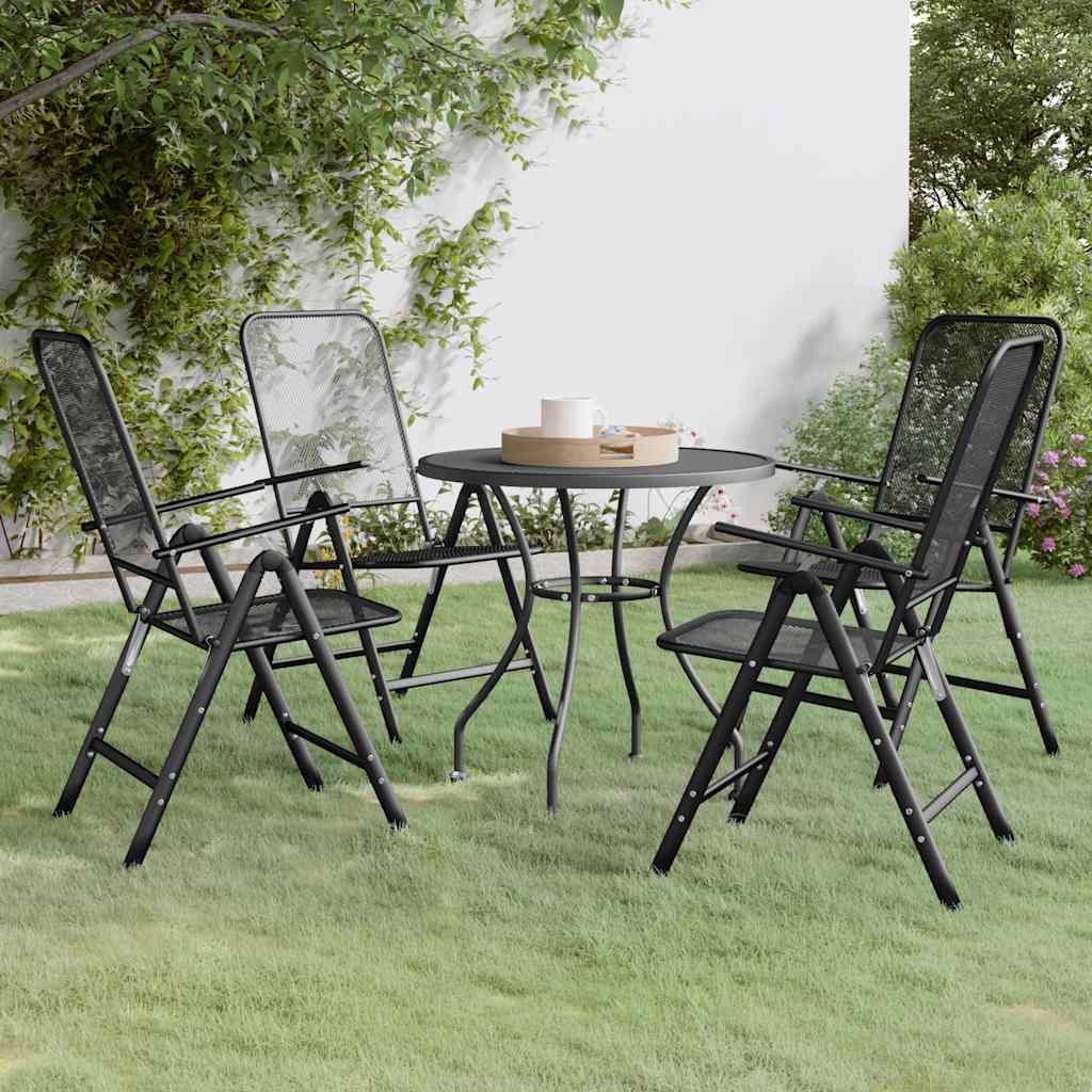 5 Piece Garden Dining Set Expanded Metal Mesh Anthracite