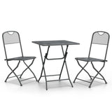 3 Piece Garden Dining Set Expanded Metal Mesh Anthracite - Front View