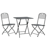 3 Piece Garden Dining Set Expanded Metal Mesh Anthracite