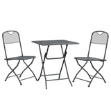 3 Piece Garden Dining Set Expanded Metal Mesh Anthracite - Side View