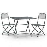 3 Piece Garden Dining Set Expanded Metal Mesh Anthracite - Front View