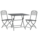 3 Piece Garden Dining Set Expanded Metal Mesh Anthracite - Side View