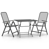 3 Piece Garden Dining Set Expanded Metal Mesh Anthracite - Front View
