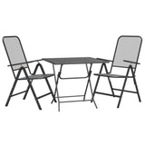 3 Piece Garden Dining Set Expanded Metal Mesh Anthracite - Side View