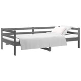 Day Bed without Mattress Grey 90x190 cm Solid Wood Pine - Side View