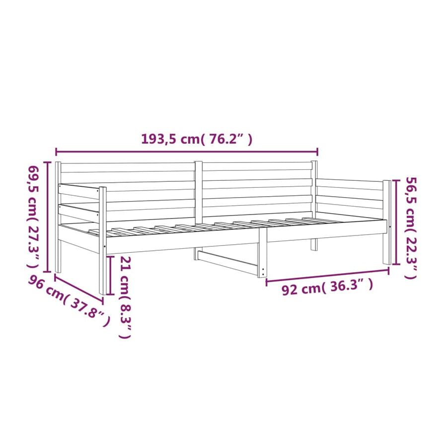 Day Bed without Mattress 90x190 cm Solid Wood Pine
