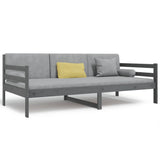Day Bed without Mattress Grey 90x190 cm Solid Wood Pine - Front View