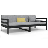 Day Bed without Mattress Black 90x190 cm Solid Wood Pine - Front View