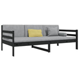 Day Bed without Mattress Black 90x190 cm Solid Wood Pine - Side View