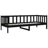 Day Bed without Mattress Black 90x190 cm Solid Wood Pine - 45-Degree Angle