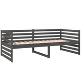 Day Bed without Mattress Grey 90x190 cm Solid Wood Pine - Rear View