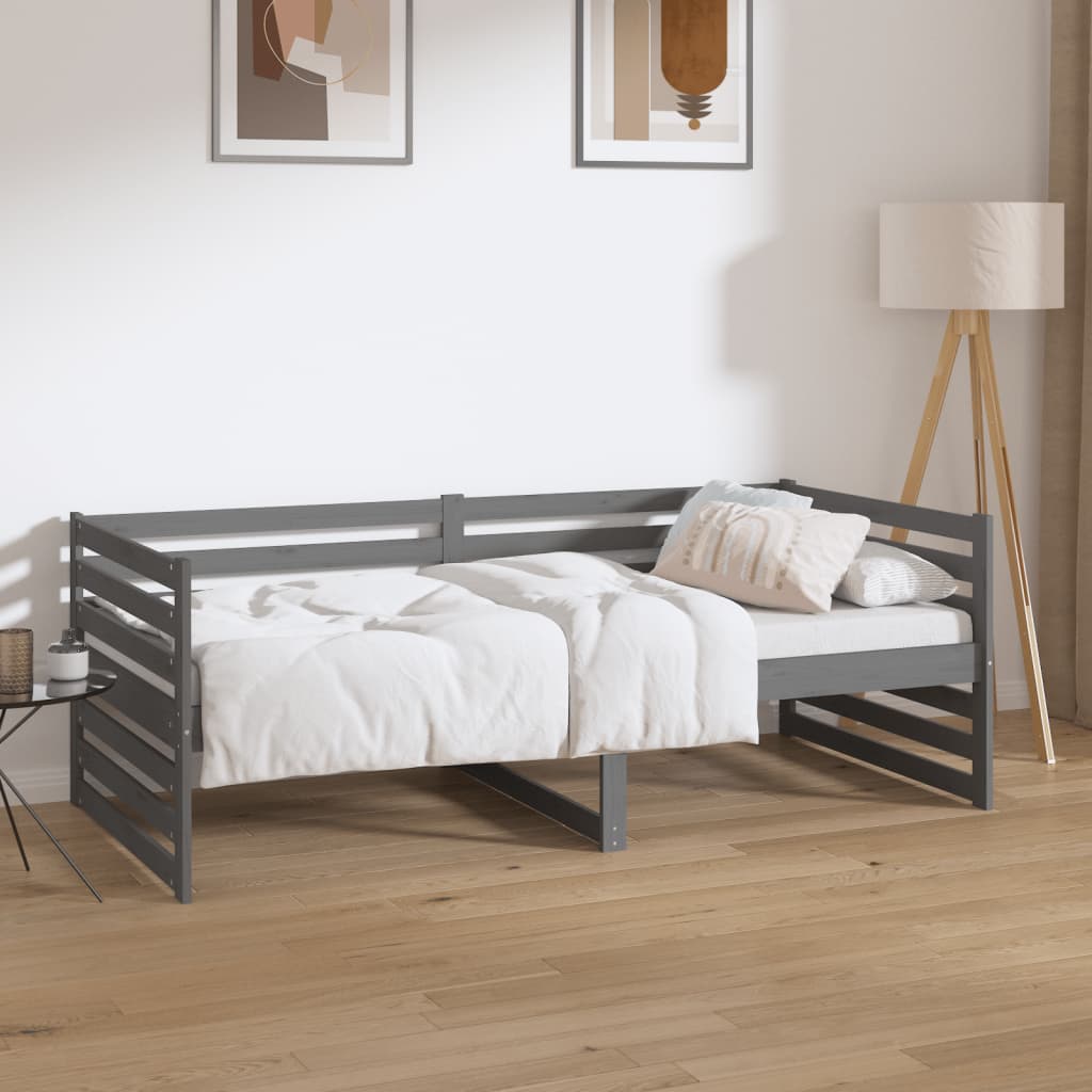 Day Bed without Mattress Grey 90x190 cm Solid Wood Pine