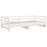 Pull-out Day Bed without Mattress White 90x190 cm - Side View
