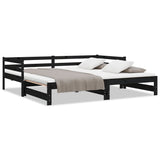 Pull-out Day Bed without Mattress Black 90x190 cm - Front View